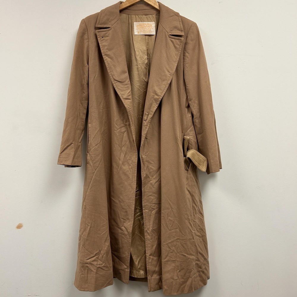Vintage Pendleton Coat Womens Medium Brown Wool Belted Long Lined Overcoat USA